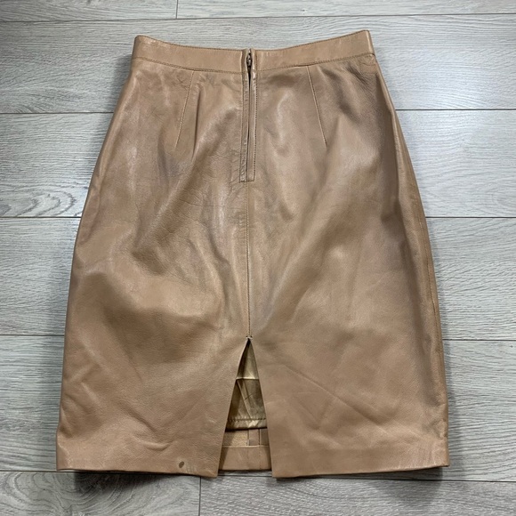 Lamarque Collection Tan Leather Midi Pencil Skirt - Picture 2 of 13